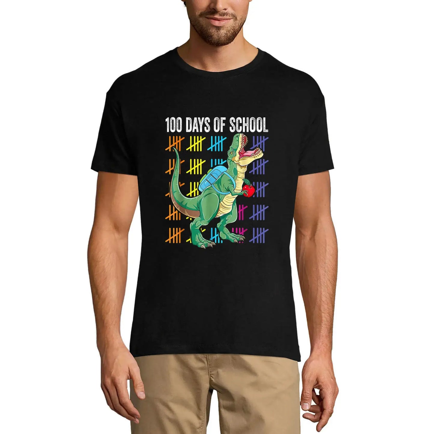 Men's Graphic T-Shirt 100th Day Of School T-Rex Limited Edition Short Sleeve Tee-Shirt Vintage Birthday Gift Novelty