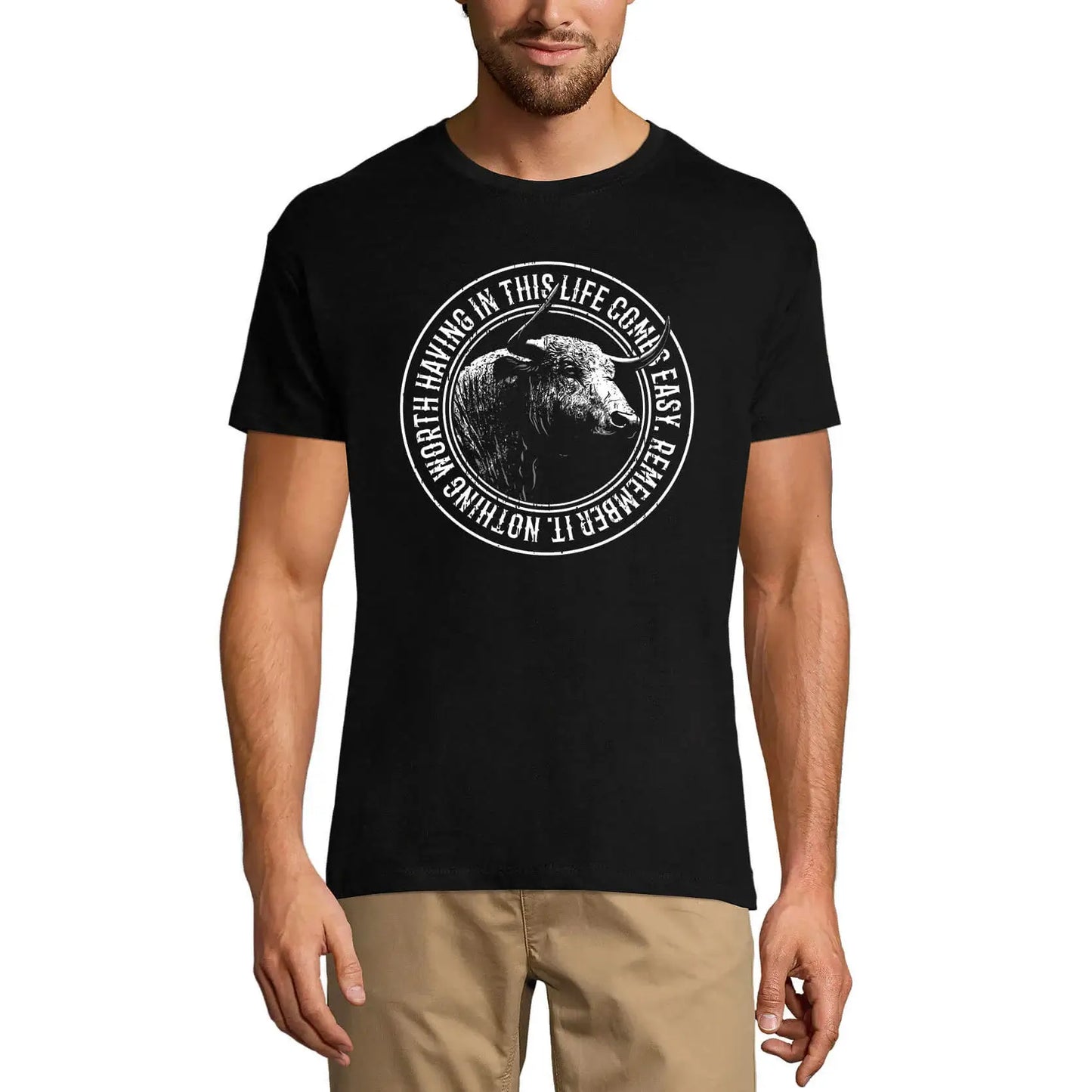 Men's Graphic T-Shirt Nothing In This Life Comes Easy - Bison Limited Edition Short Sleeve Tee-Shirt Vintage Birthday Gift Novelty