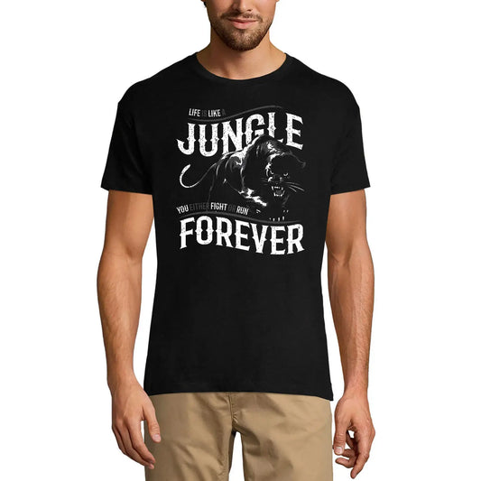 Men's Graphic T-Shirt Life Is Like Jungle Fight Or Run - Panther Limited Edition Short Sleeve Tee-Shirt Vintage Birthday Gift Novelty