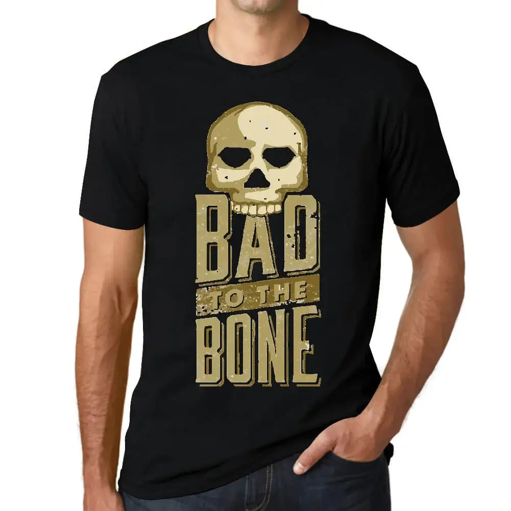 Men's Graphic T-Shirt Bad To The Bone - Skull Limited Edition Short Sleeve Tee-Shirt Vintage Birthday Gift Novelty