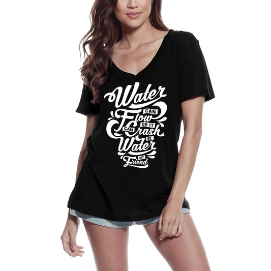 Women's Graphic T-Shirt V Neck Be Water My Friend - Martial Art Icon Ladies Limited Edition Short Sleeve Tee-Shirt Vintage Birthday Gift Novelty