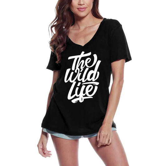 Women's Graphic T-Shirt V Neck The Wild Life Ladies Limited Edition Short Sleeve Tee-Shirt Vintage Birthday Gift Novelty