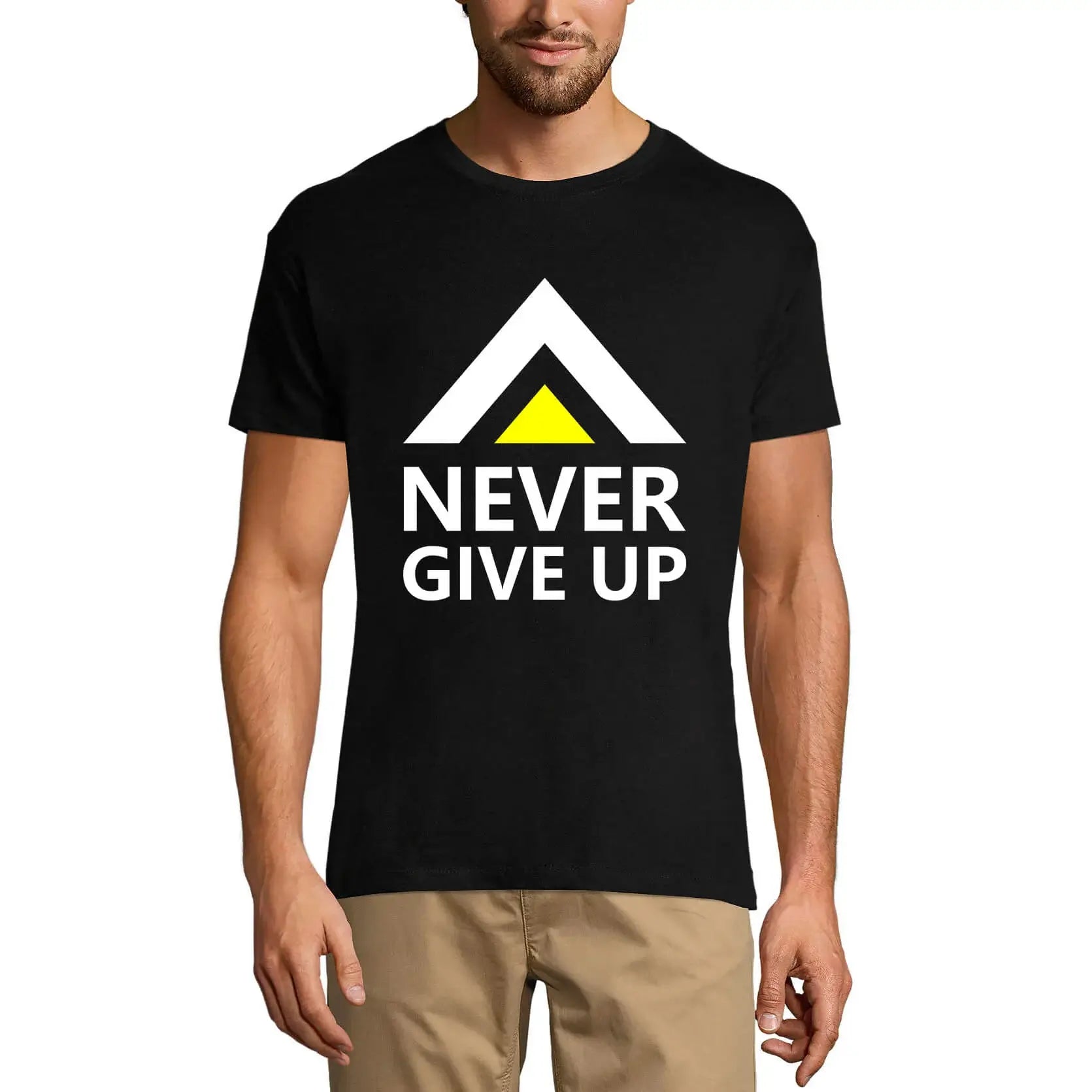 Men's Graphic T-Shirt Never Give Up Limited Edition Short Sleeve Tee-Shirt Vintage Birthday Gift Novelty