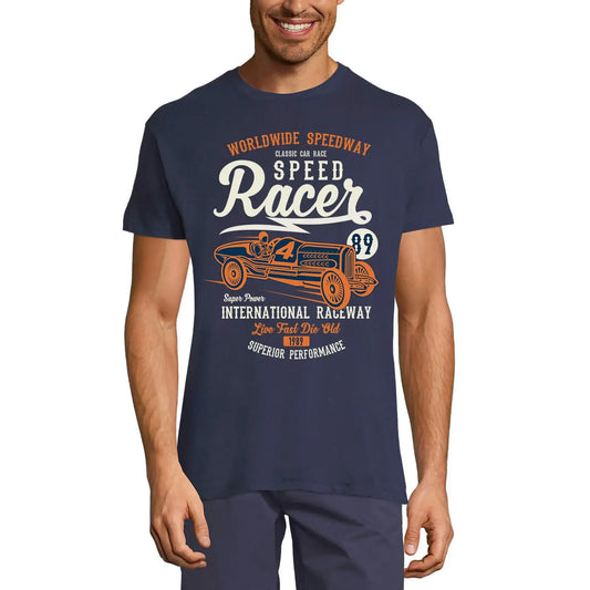 Men's Graphic T-Shirt Worldwide Speedway - Speed Racer 89 - Live Fast Die Old Limited Edition Short Sleeve Tee-Shirt Vintage Birthday Gift Novelty