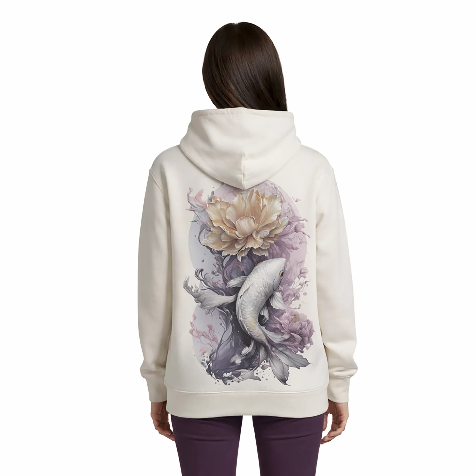 Koi Bloom Women's Hoodie Ecru — Condor