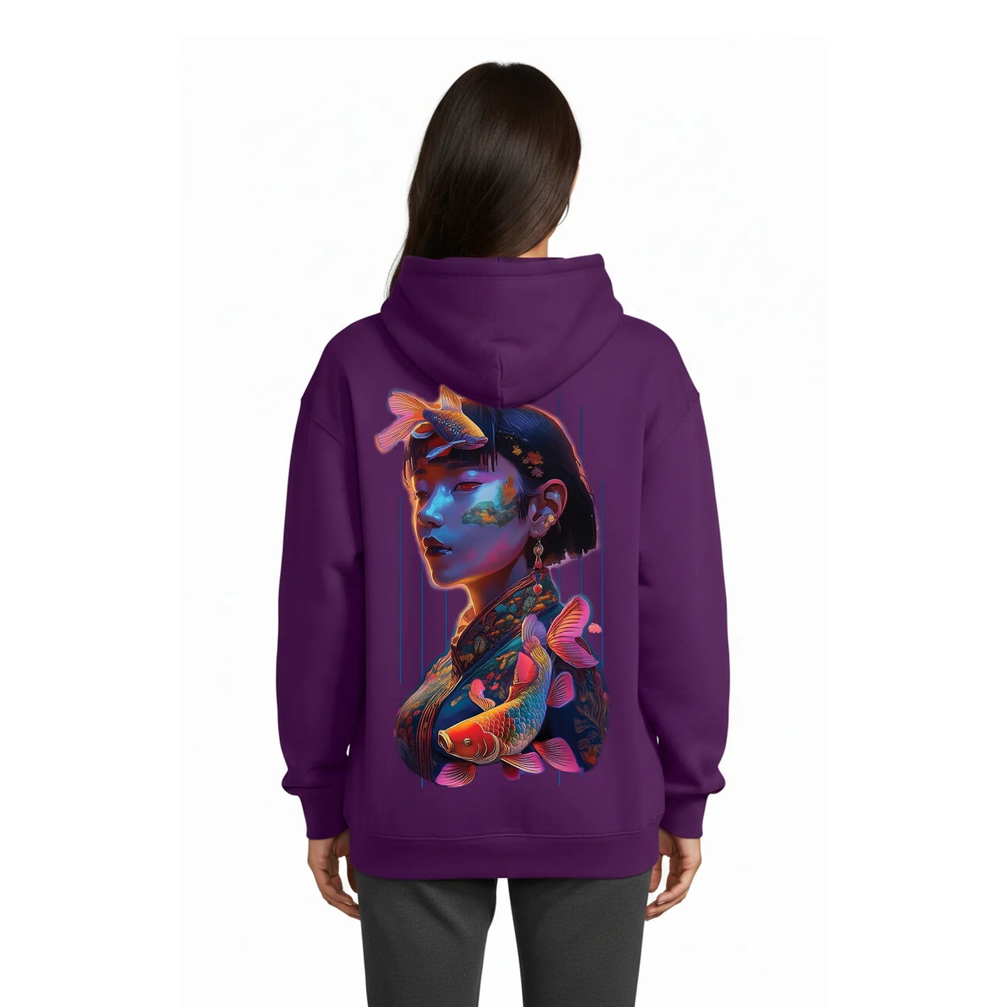 Neon Koi Dreams Women's Hoodie Violet Astral — Condor