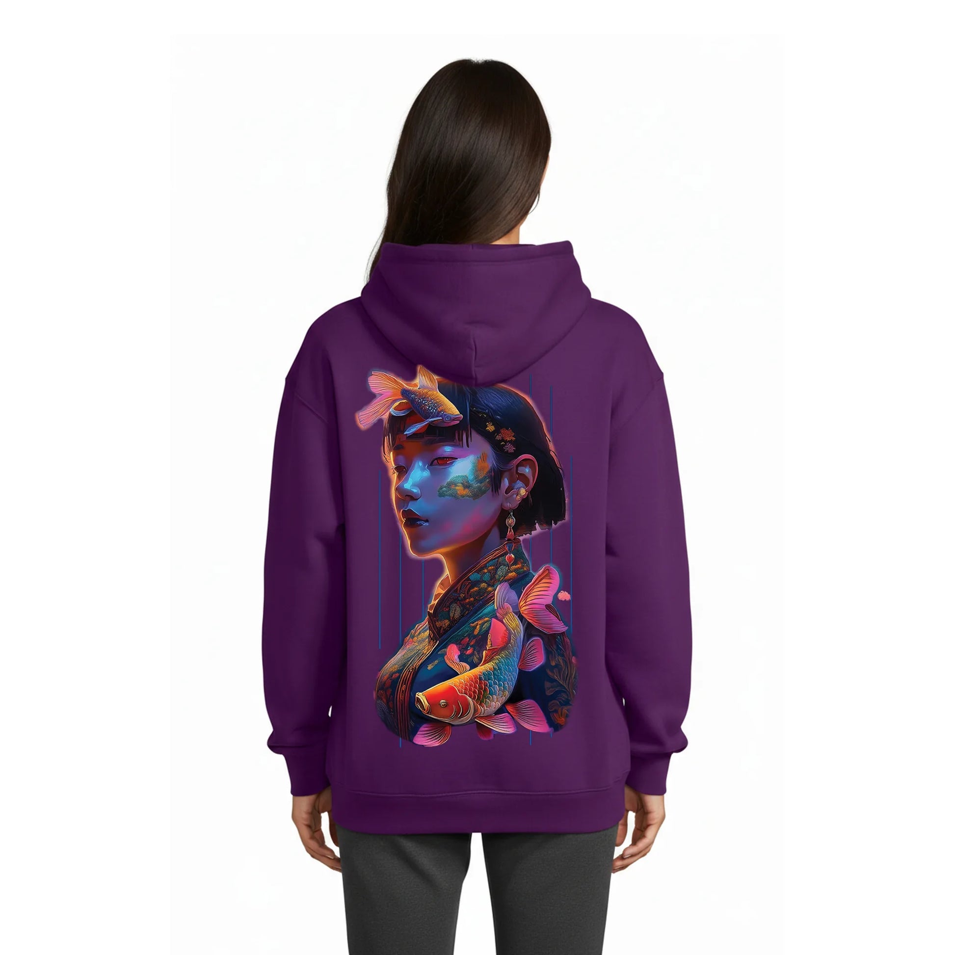 Neon Koi Dreams Women's Hoodie Violet Astral — Condor