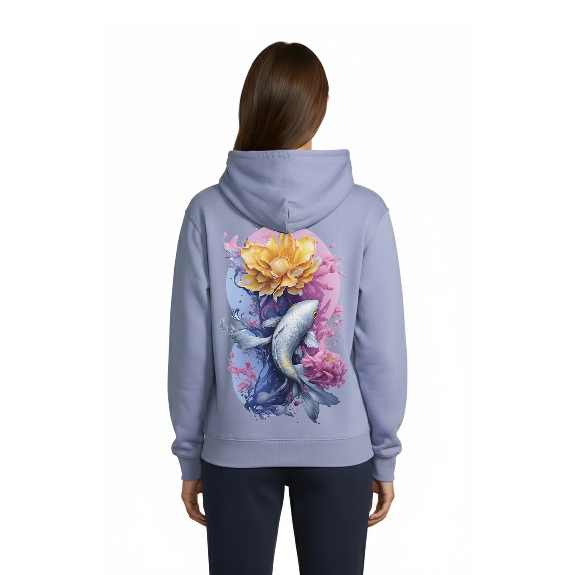 Koi Bloom Women's Hoodie Bleu — Condor