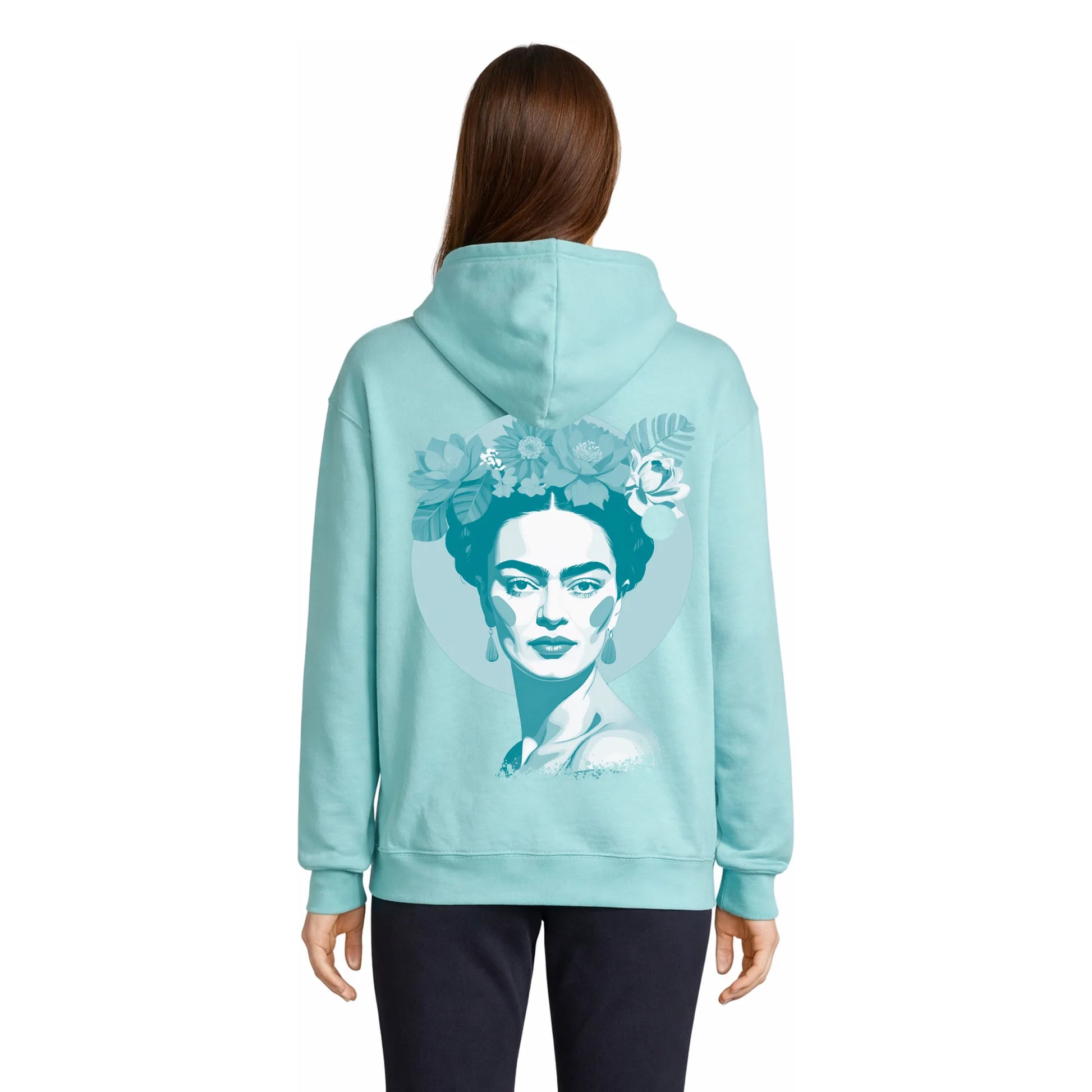 Floral Crown Portrait Women's Hoodie Bleu Piscine — Condor