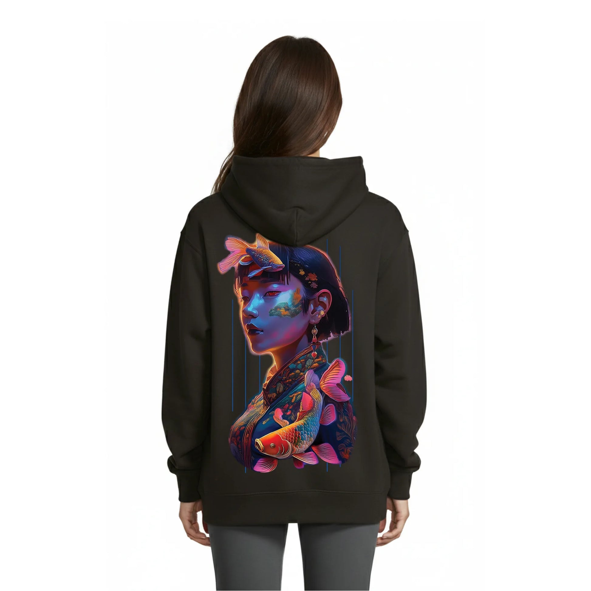 Neon Koi Dreams Women's Hoodie Noir — Condor