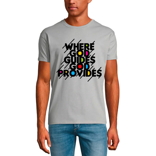 Men's Graphic T-Shirt God Guides God Provides - Bible Religious Limited Edition Short Sleeve Tee-Shirt Vintage Birthday Gift Novelty