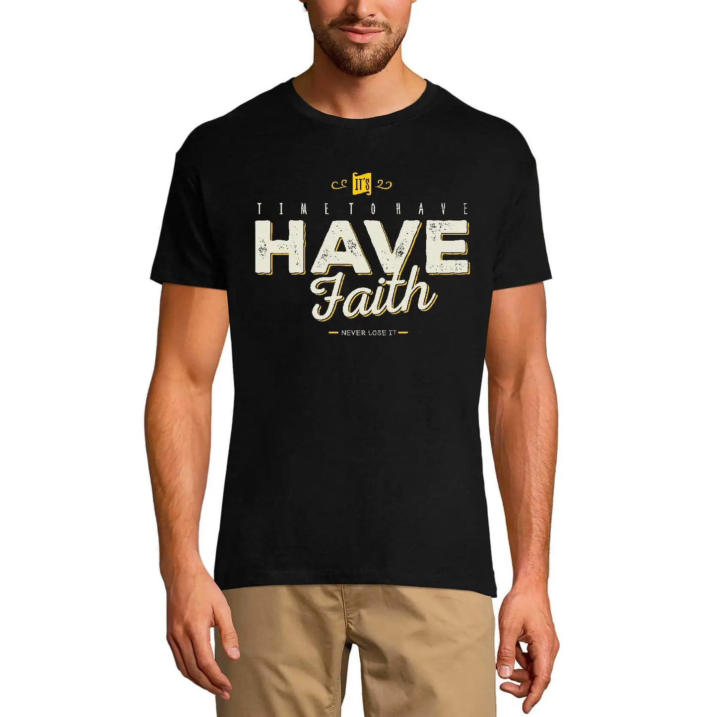 Men's Graphic T-Shirt Organic Time To Have Faith - Christ Bible Religious Limited Edition Short Sleeve Tee-Shirt Vintage Birthday Gift Novelty