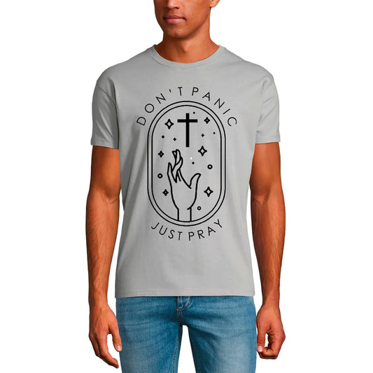 Men's Graphic T-Shirt Don't Panic Just Pray - Christ Bible Religious Limited Edition Short Sleeve Tee-Shirt Vintage Birthday Gift Novelty