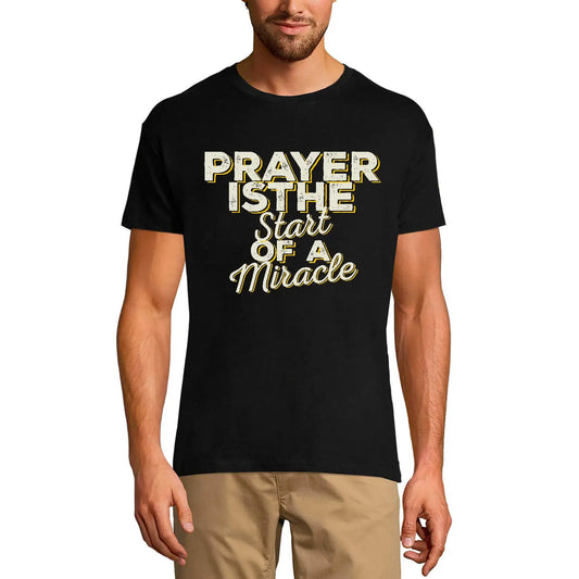 Men's Graphic T-Shirt Prayer Is The Start Of The Miracle - Bible Religious Limited Edition Short Sleeve Tee-Shirt Vintage Birthday Gift Novelty