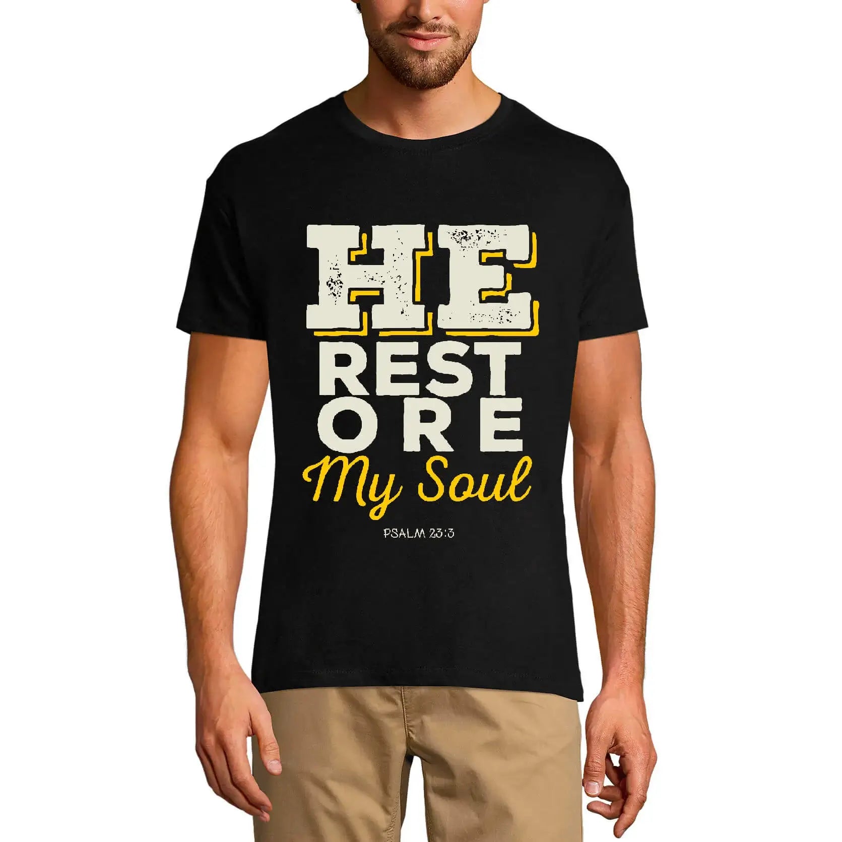 Men's Graphic T-Shirt He Restored My Soul - Jesus Chris Limited Edition Short Sleeve Tee-Shirt Vintage Birthday Gift Novelty