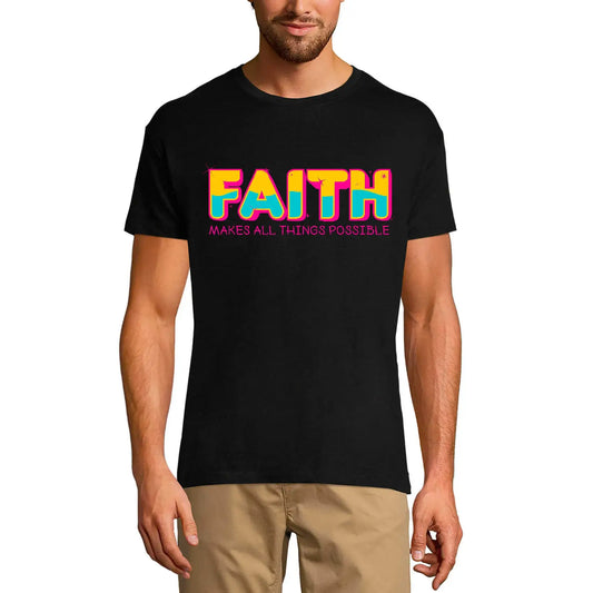 Men's Graphic T-Shirt Faith Makes All Things Possible Limited Edition Short Sleeve Tee-Shirt Vintage Birthday Gift Novelty