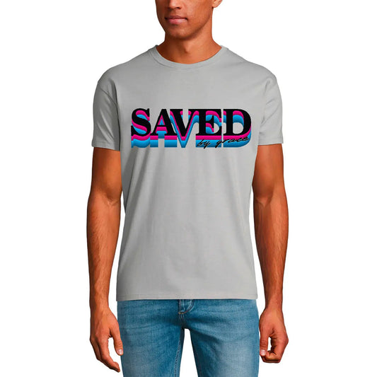 Men's Graphic T-Shirt Saved By Grace - God Jesus Chris Limited Edition Short Sleeve Tee-Shirt Vintage Birthday Gift Novelty