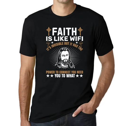 Men's Graphic T-Shirt Faith Is Like Wifi - Christian Religious Limited Edition Short Sleeve Tee-Shirt Vintage Birthday Gift Novelty