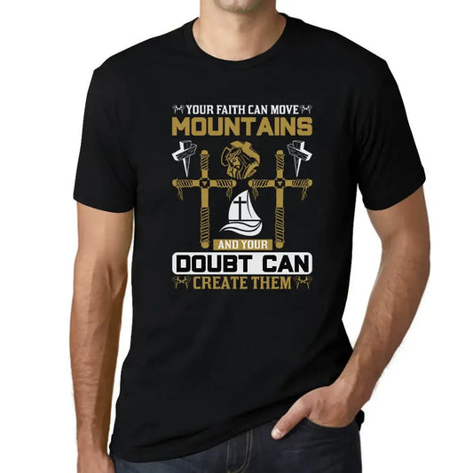 Men's Graphic T-Shirt Faith Can Move Mountains - Christian Religious Limited Edition Short Sleeve Tee-Shirt Vintage Birthday Gift Novelty