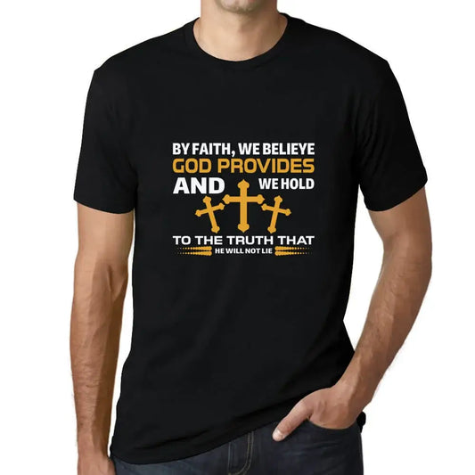 Men's Graphic T-Shirt We Believe God Provides - Christian Religious Limited Edition Short Sleeve Tee-Shirt Vintage Birthday Gift Novelty