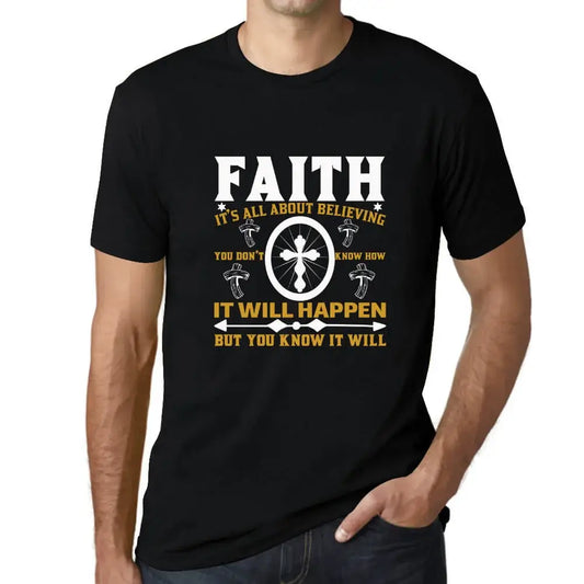 Men's Graphic T-Shirt Faith Is All About Believing - Christian Religious Limited Edition Short Sleeve Tee-Shirt Vintage Birthday Gift Novelty