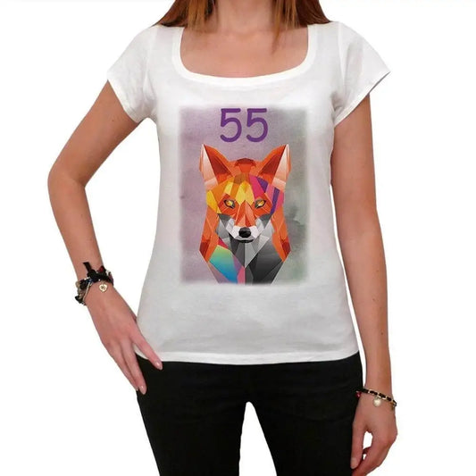 Women's Graphic T-Shirt Geometric Fox 55 55th Birthday Anniversary 55 Year Old Gift 1969 Vintage Eco-Friendly Ladies Short Sleeve Novelty Tee