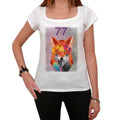 Women's Graphic T-Shirt Geometric Fox 77 77th Birthday Anniversary 77 Year Old Gift 1947 Vintage Eco-Friendly Ladies Short Sleeve Novelty Tee