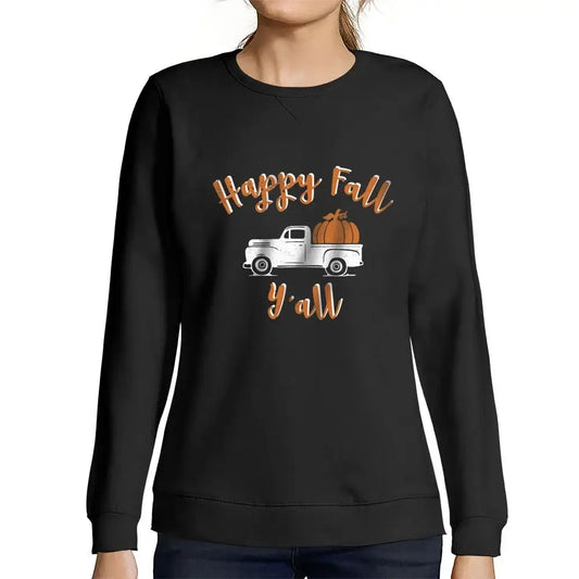 Women’s Graphic Sweatshirt Happy Fall Y'all Pumpkin Truck Limited Edition Long Sleeve Ladies Sweater Vintage Birthday Gift Novelty Pullover