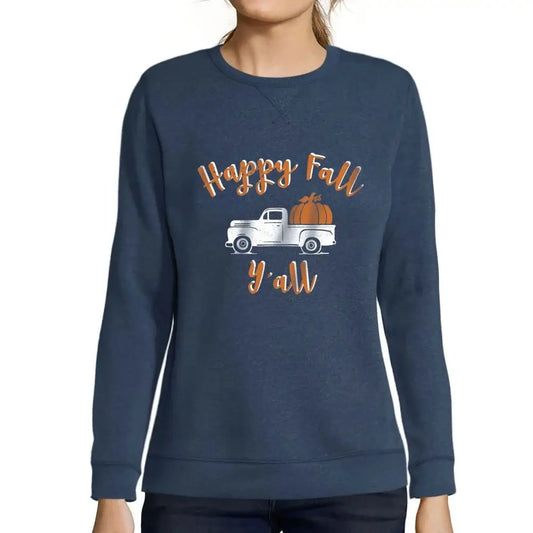 Women’s Graphic Sweatshirt Happy Fall Y'all Pumpkin Truck Limited Edition Long Sleeve Ladies Sweater Vintage Birthday Gift Novelty Pullover