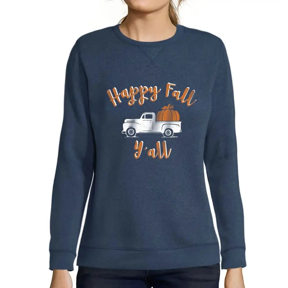 Women’s Graphic Sweatshirt Happy Fall Y'all Pumpkin Truck Limited Edition Long Sleeve Ladies Sweater Vintage Birthday Gift Novelty Pullover
