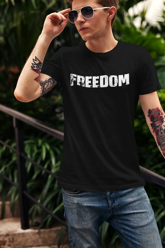 freedom Men's Short Sleeve Round Neck T-shirt , Black T-shirt EN