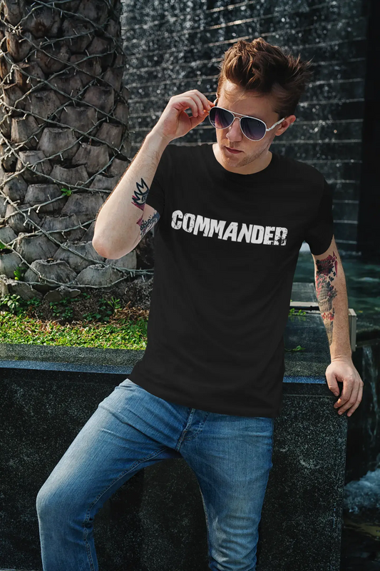 commander Men's Short Sleeve Round Neck T-shirt , Black T-shirt EN