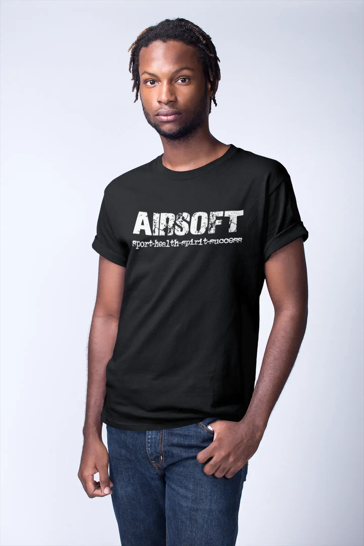 Airsoft Sport-Health-Spirit-Success Herren Kurzarm-Rundhals-T-Shirt 00079