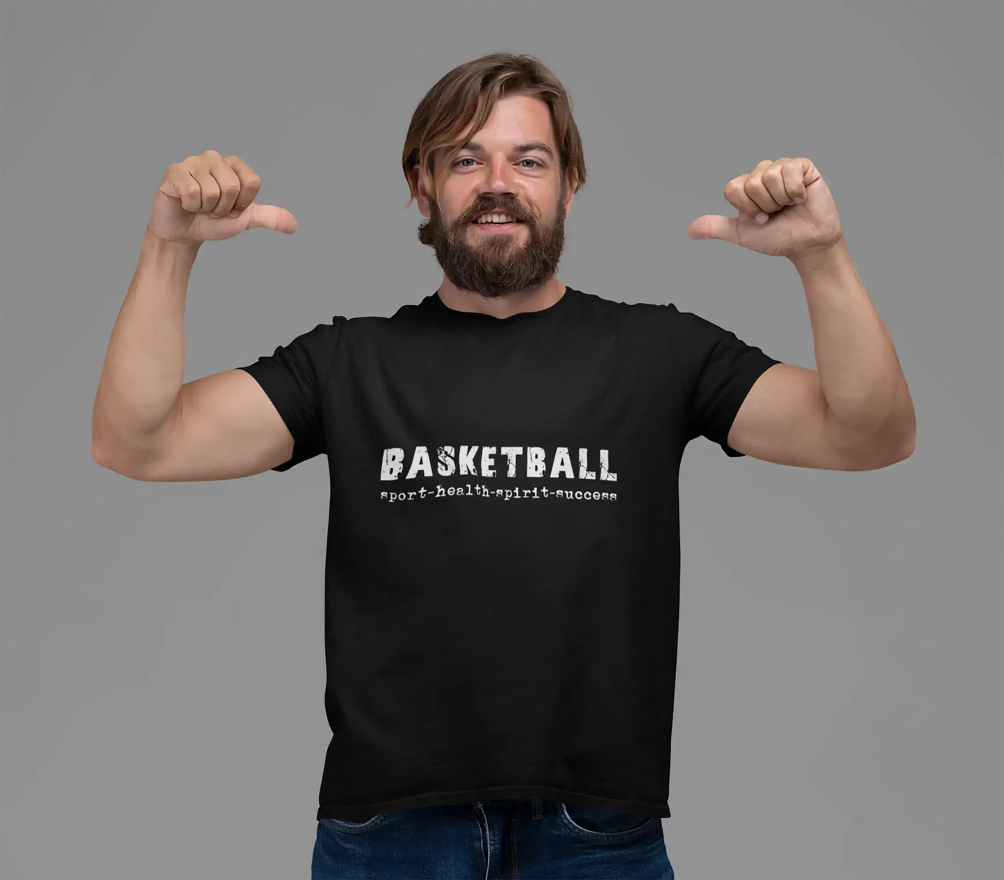 Basketball Sport-Health-Spirit-Success Herren Kurzarm-Rundhals-T-Shirt 00079