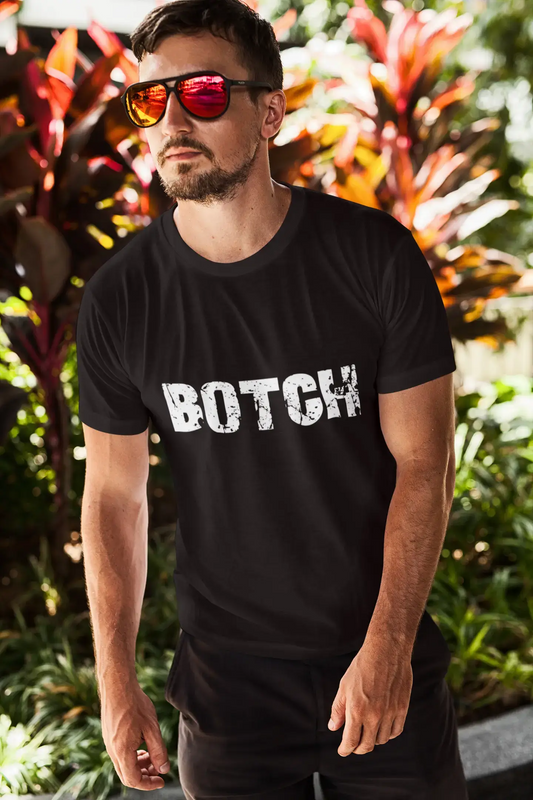 Botch Herren-T-Shirt mit kurzen Ärmeln und Rundhalsausschnitt, 5 Buchstaben Schwarz, Wort 00006