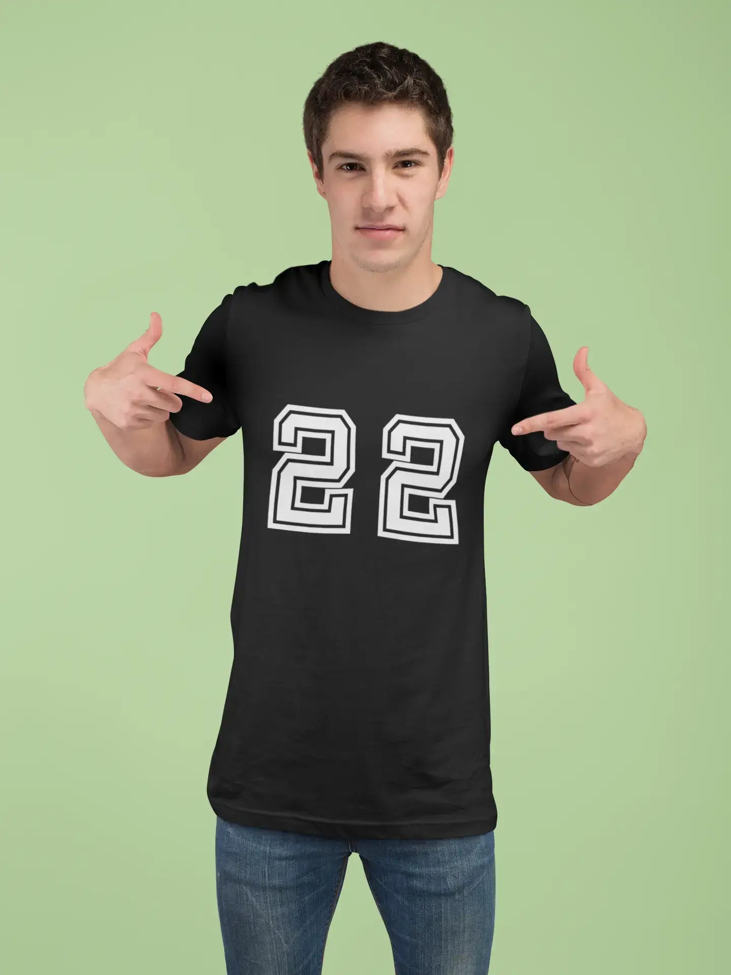 22 Numbers Black Men's Short Sleeve Round Neck T-shirt 00116