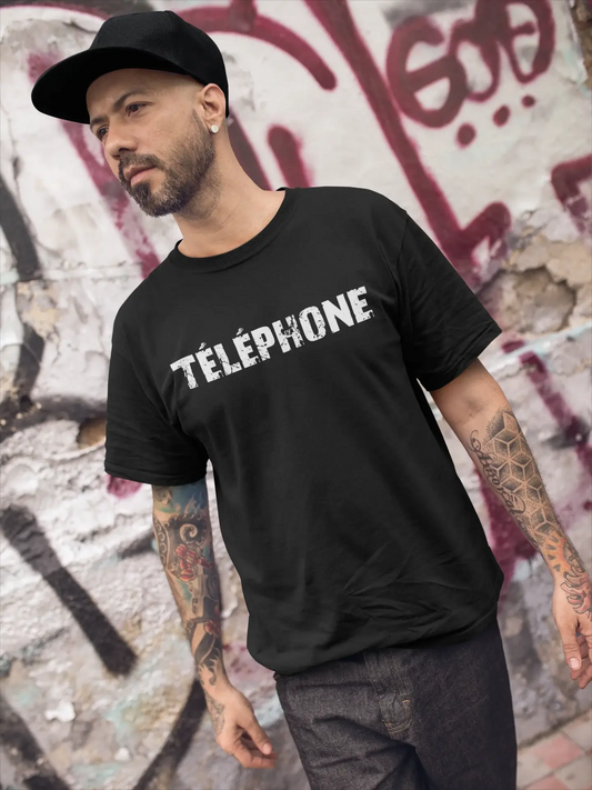 téléphone, French Dictionary, Men's Short Sleeve Round Neck T-shirt 00009