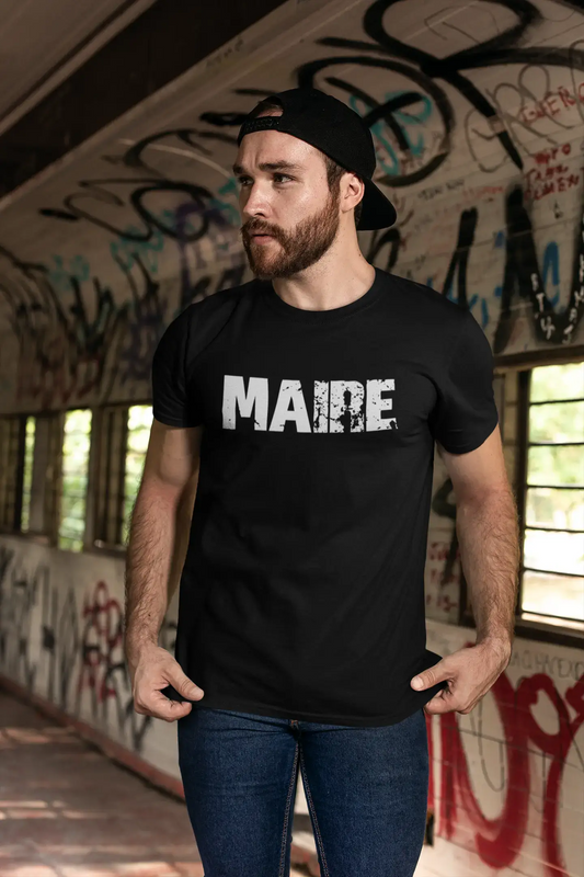 Maire, t-Shirt pour Homme, en Coton, col Rond, Noir