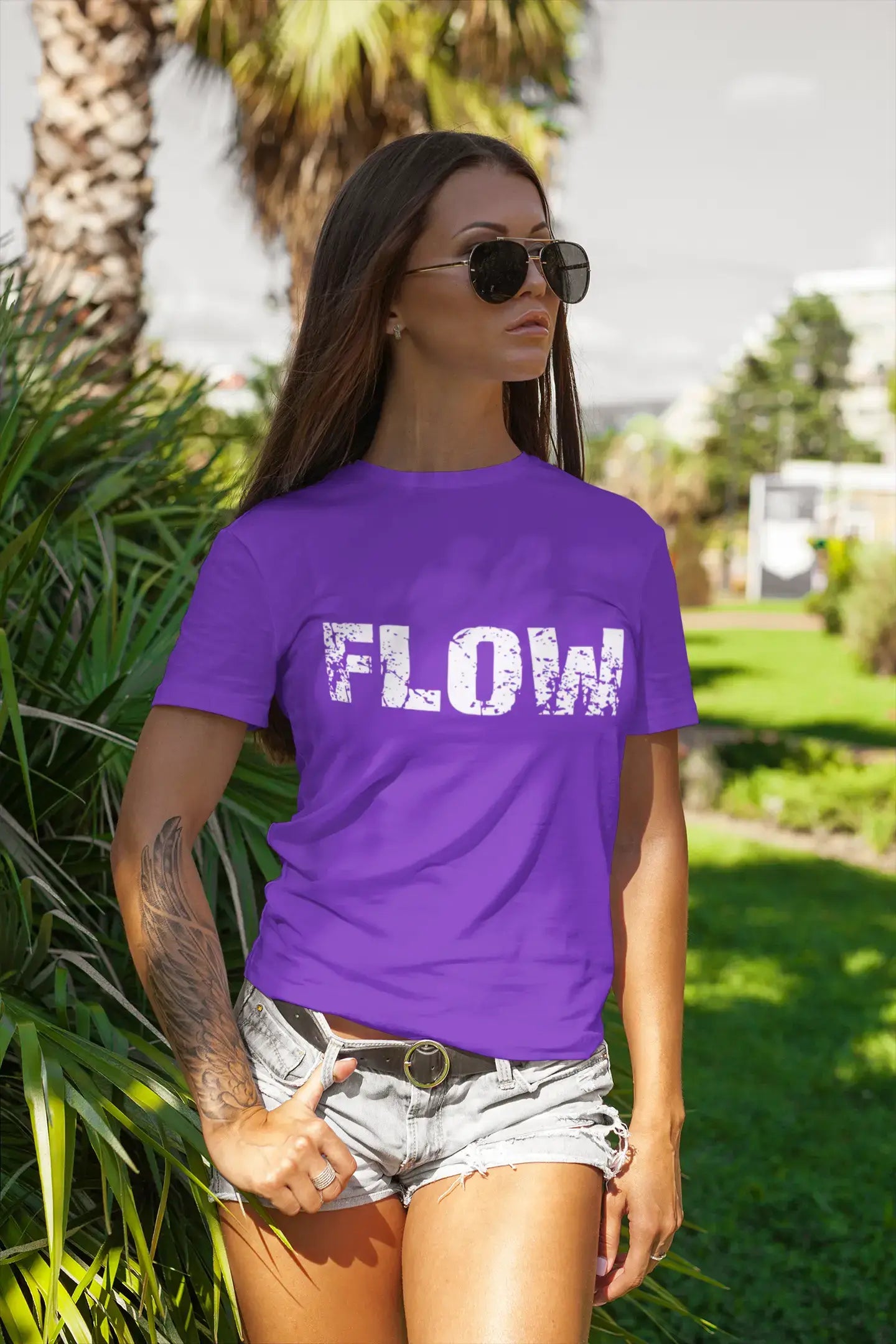 flow, violet, Femme manches courtes Col rond T-shirt 00041