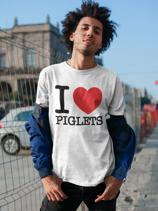PIGLETS, I love animals, White, Men's Short Sleeve Round Neck T-shirt 00064