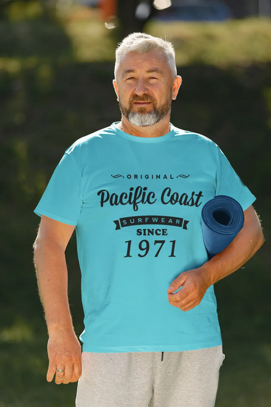 1971, Pacific Coast, Blue, Men's Short Sleeve Round Neck T-shirt 00104