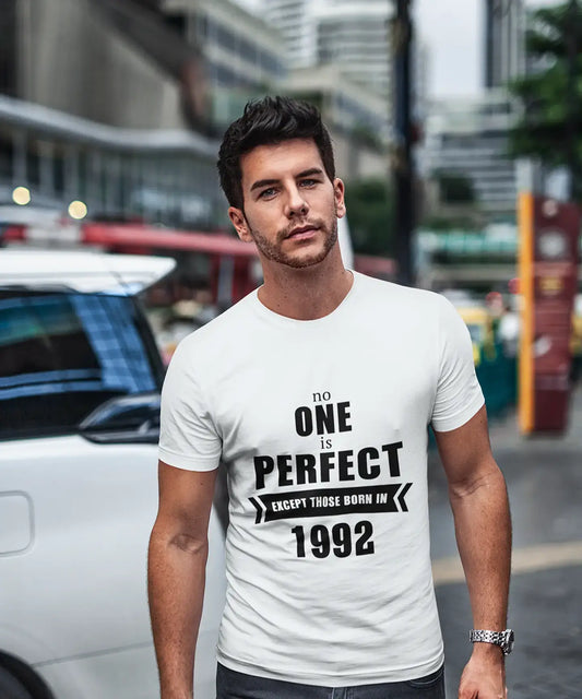 1992, No One Is Perfect, blanc, T-shirt à manches courtes et col rond homme 00093