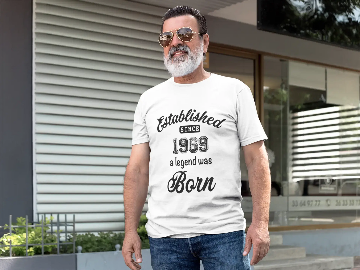 Gegründet seit 1969, Herren-Kurzarm-Rundhals-T-Shirt 00095