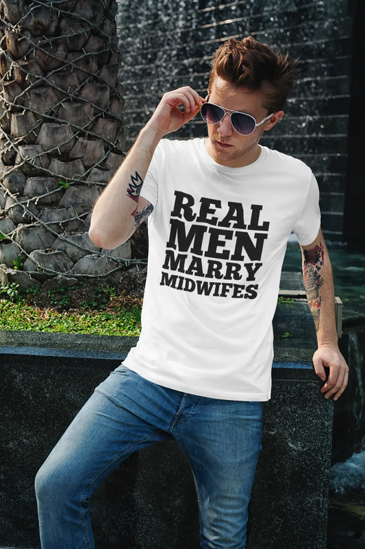 Echte Männer heiraten Hebammen, kurzärmeliges Herren-T-Shirt mit Rundhalsausschnitt