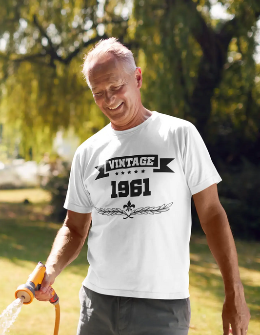 1961 Vintage Year White, Herren-Kurzarm-Rundhals-T-Shirt 00096
