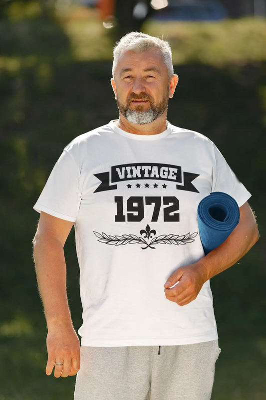 1972 Vintage Year White, Herren-Kurzarm-Rundhals-T-Shirt 00096
