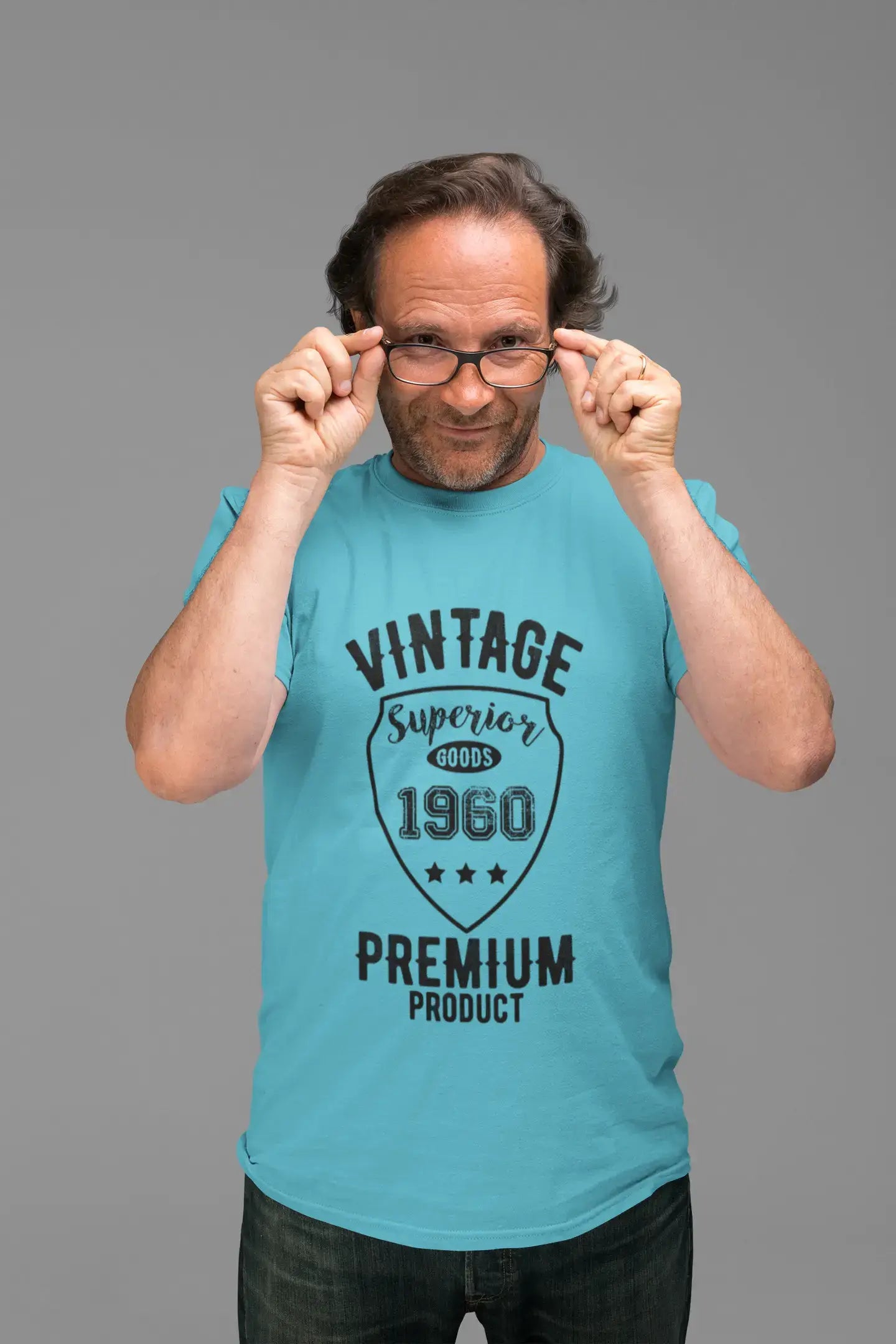 Vintage Superior 1960, Blue, Men's Short Sleeve Round Neck T-shirt