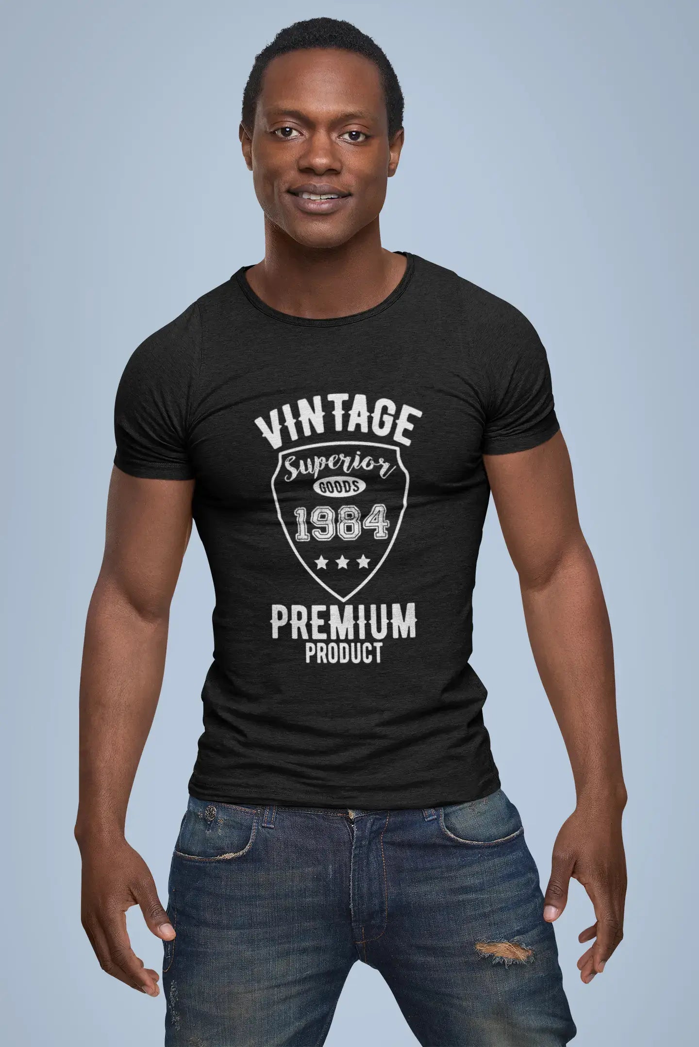 1984 Vintage superior, black, Men's Short Sleeve Round Neck T-shirt 00102