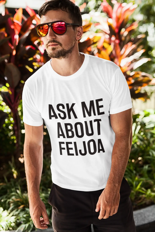Fragen Sie mich nach Feijoa, Weiß, Herren-Kurzarm-Rundhals-T-Shirt 00277