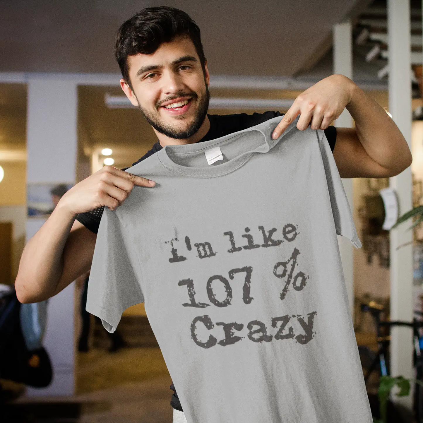 I'm Like 100% Crazy, Grau, Herren-Kurzarm-Rundhals-T-Shirt, Geschenk-T-Shirt 00326